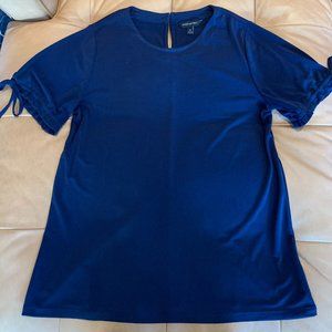 Banana Republic Navy Blue Tie-Sleeve Top (Medium)